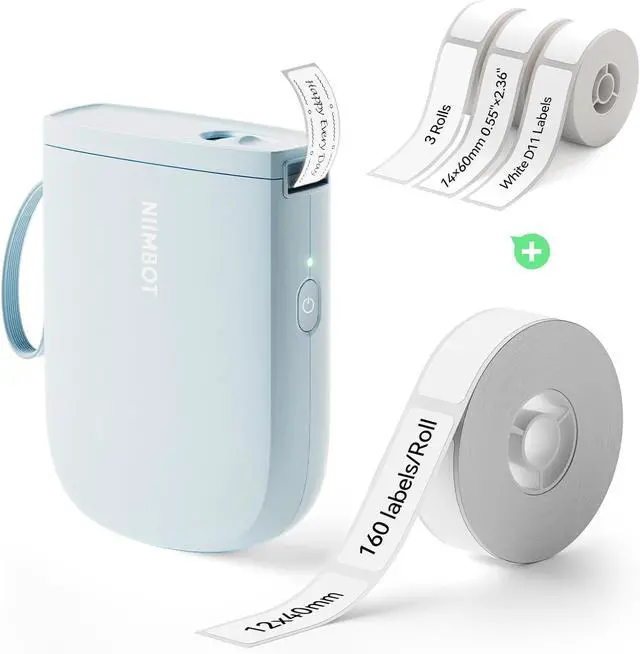 Main image of NIIMBOT D11H Label Maker Machine with 1 Roll 0.47" × 1.57" Labels and 3 Rolls 0.55" X 2.36" White Labels for School Home Office