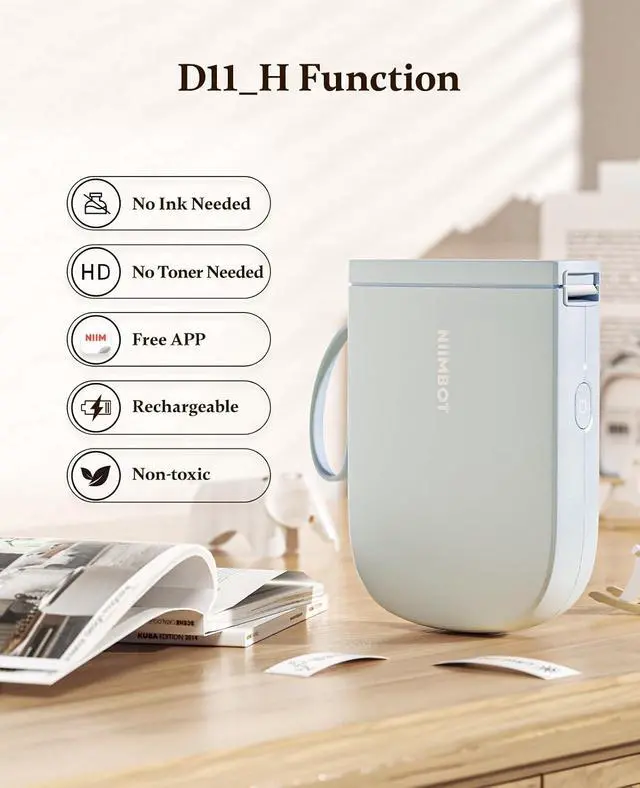 Alt view image 4 of 7 - NIIMBOT D11H Label Maker Machine with 1 Roll 0.47" × 1.57" Labels and 3 Rolls 0.55" X 2.36" White Labels for School Home Office