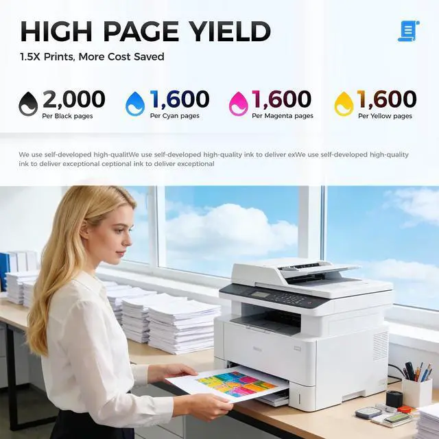 Alt view image 3 of 7 - 962XL Ink Cartridges Combo 4-Pack High Yield Replacement for HP 962 962XL Ink Compatible with OfficeJet 9012 Pro 9010 9014 9015e 9016 9018 9019 9020 9022 9025 9028e Printers Black Cyan Magenta Yellow