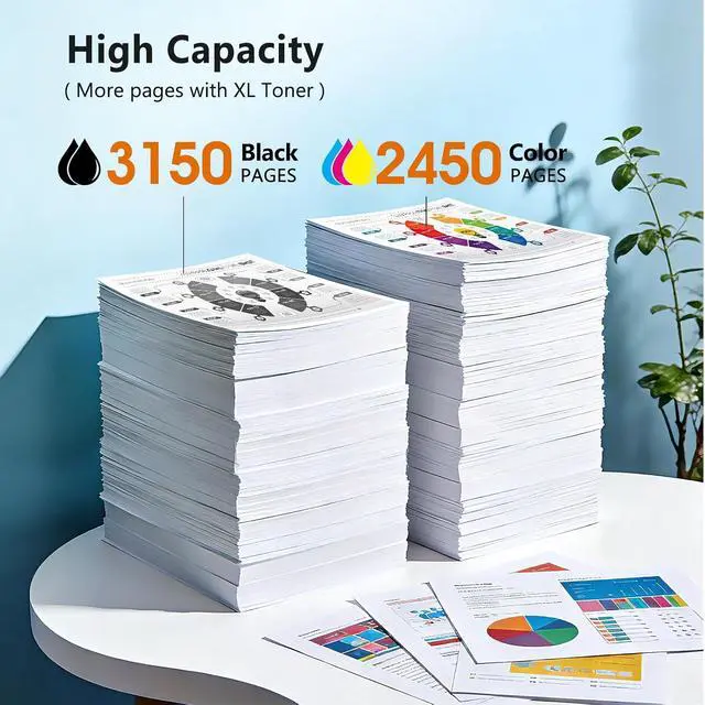 Alt view image 3 of 7 - 206X Toner Cartridges 4 Pack M283fdw M283cdw Compatible for HP 206X 206A Color LaserJet Pro MFP M283fdw M283cdw M255dw M282nw M283fdn M255nw M283 M282 M255 Toner with Chip Black Cyan Yellow Magenta