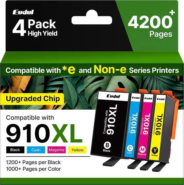 Main image of 910XL Ink Cartridges for HP Printers Remanufactured Ink Cartridges Replacement for HP 910 Ink HP910 Work for OfficeJet Pro 8025e 8025 8028e 8028 8035e 8035 OfficeJet 8015e 8022e 8015 Printers