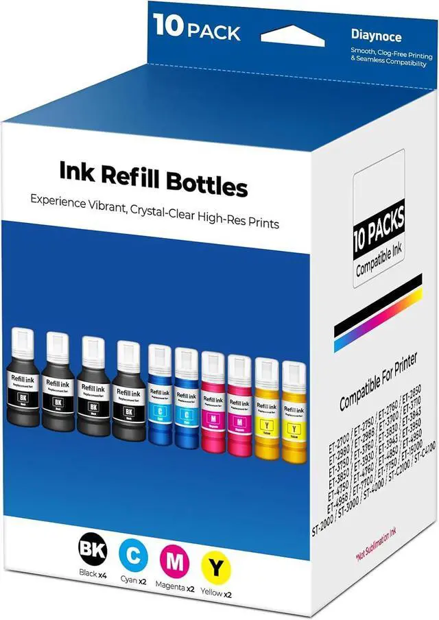 Main image of Compatible for EPT502 Ink Refill Bottles Eco Tank ET-2850 3850 (10 Bottles)
