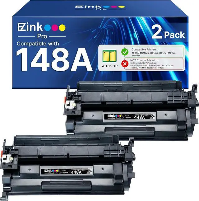 Main image of E-Z Ink Pro 148A Toner Cartridge 4001n 4101fdw Replacement for HP 148A Toner Cartridge W1480A 148X W1480X to Use with HP LaserJet Pro 4001n 4101fdw 4001dn 4001dw 4101fdn 4101dw Printer (2 Pack)
