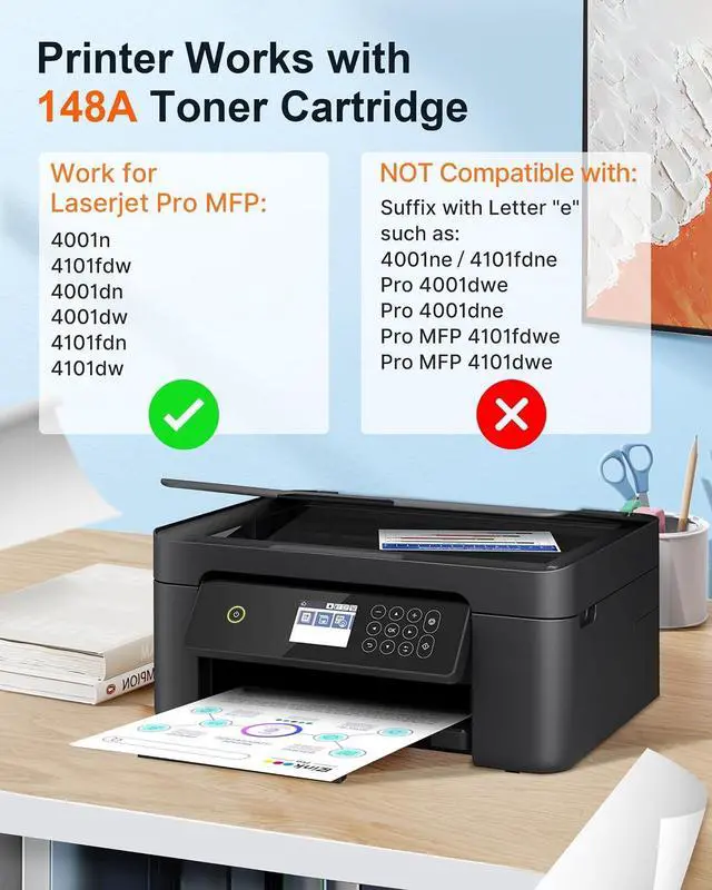 Alt view image 2 of 7 - E-Z Ink Pro 148A Toner Cartridge 4001n 4101fdw Replacement for HP 148A Toner Cartridge W1480A 148X W1480X to Use with HP LaserJet Pro 4001n 4101fdw 4001dn 4001dw 4101fdn 4101dw Printer (2 Pack)