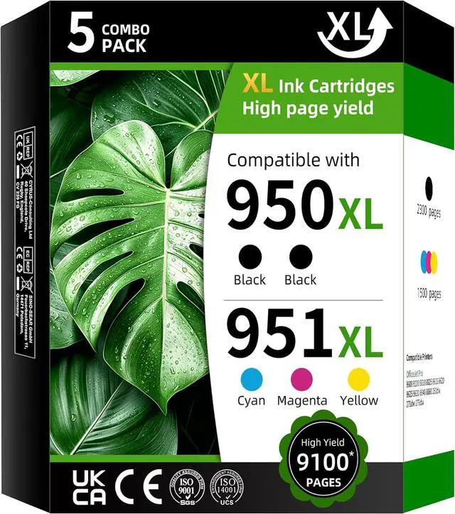 Main image of 950XL/951XL High Yield INK Cartridge Replacement for HP950XL/951XL HP950/951 950/951 XL Combo Pack Compatible with HP officejet pro 8600 8100 8610 8615 8616 8620 ( Black Cyan Magenta Yellow 5 Pack)