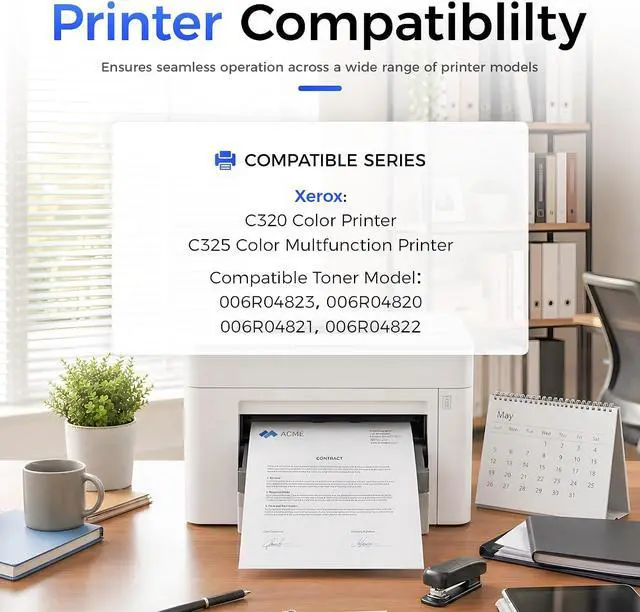 Alt view image 2 of 7 - C320 C325 Toner Cartridge with Chip Set Replacement for 006R04823 006R04820 006R04821 006R04822 Toner Cartridges Compatible with C320 C325 Color Printer (4-Pack, Black Cyan Magenta Yellow)