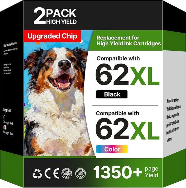 Main image of 62XL Ink Cartridges Black and Color Replacement for HP Ink 62 HP 62XL Ink Cartridge Combo Pack for HP62 Fit for HP Envy 7640 7645 5660 5540 5640 7644 OfficeJet 5740 5741 5745 8040 200 250 258 Printer