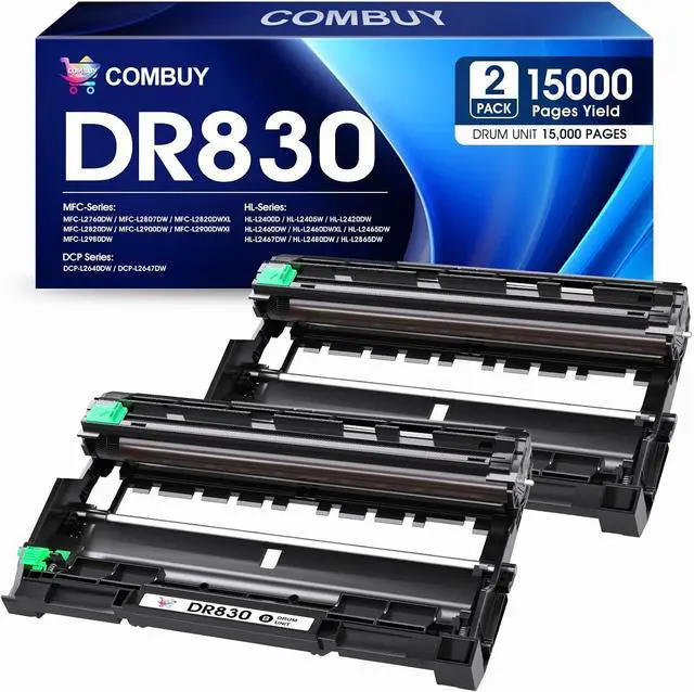 Main image of DR830 Drum 2 Pack (Not Toner) Replacement for Brother DR830 Drum DR-830 TN830 TN-830 Drum Unit Use with HL-L2460DW DCP-L2640DW HL-L2480DW HL-L2400D HL-L2405W MFC-L2820DW Printer