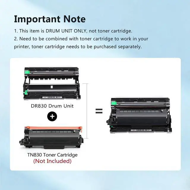 Alt view image 4 of 7 - DR830 Drum 2 Pack (Not Toner) Replacement for Brother DR830 Drum DR-830 TN830 TN-830 Drum Unit Use with HL-L2460DW DCP-L2640DW HL-L2480DW HL-L2400D HL-L2405W MFC-L2820DW Printer