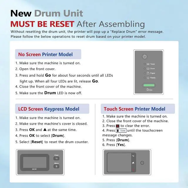 Alt view image 6 of 7 - DR830 Drum 2 Pack (Not Toner) Replacement for Brother DR830 Drum DR-830 TN830 TN-830 Drum Unit Use with HL-L2460DW DCP-L2640DW HL-L2480DW HL-L2400D HL-L2405W MFC-L2820DW Printer