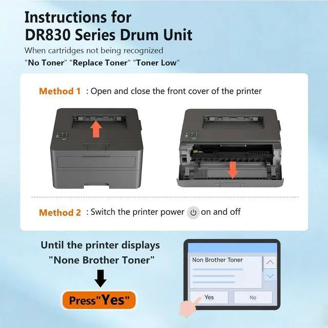 Alt view image 7 of 7 - DR830 Drum 2 Pack (Not Toner) Replacement for Brother DR830 Drum DR-830 TN830 TN-830 Drum Unit Use with HL-L2460DW DCP-L2640DW HL-L2480DW HL-L2400D HL-L2405W MFC-L2820DW Printer