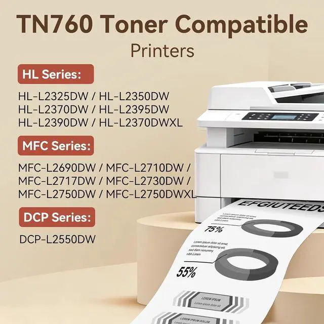 Alt view image 3 of 7 - TN760 TN-730/760 Toner Cartridge Replacement for Brother HL-L2350DW 4 Pack