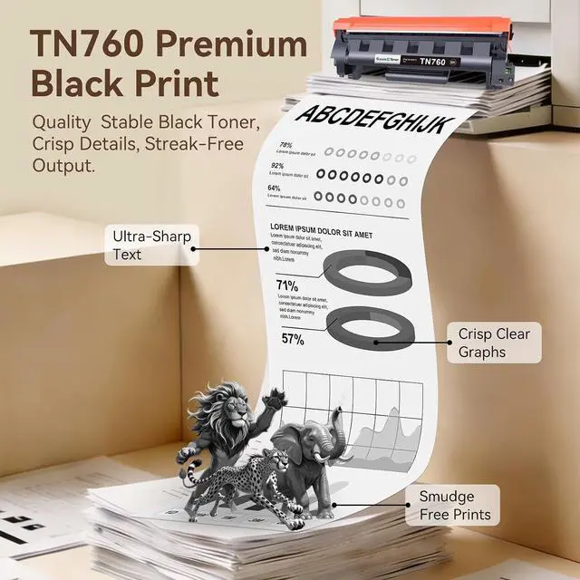 Alt view image 5 of 7 - TN760 TN-730/760 Toner Cartridge Replacement for Brother HL-L2350DW 4 Pack