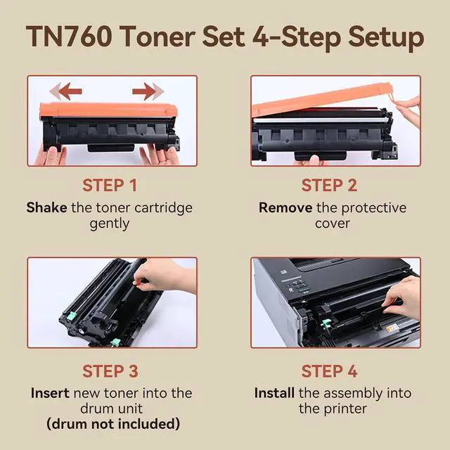 Alt view image 6 of 7 - TN760 TN-730/760 Toner Cartridge Replacement for Brother HL-L2350DW 4 Pack