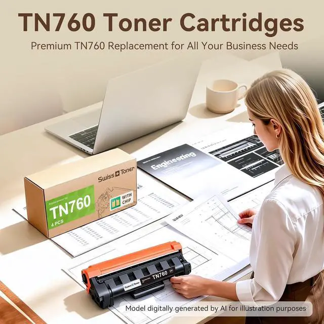 Alt view image 7 of 7 - TN760 TN-730/760 Toner Cartridge Replacement for Brother HL-L2350DW 4 Pack