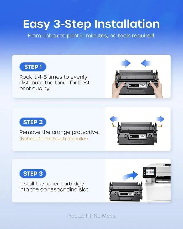 Alt view image 6 of 7 - 58A CF258A Black Toner Cartridge M404n Compatible for HP, 2 Pack, with Chip