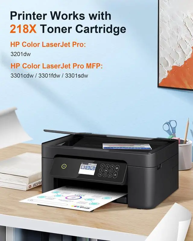 Alt view image 2 of 7 - Compatible HP 218X Toner Cartridges 4 Pack with Chip for HP Color LaserJet pro MFP 3301fdw 3301sdw Compatible for 218X 218 218A Toner for LaserJet pro MFP 3301fdw 3301sdw 3301cdw 3201dw W2180X