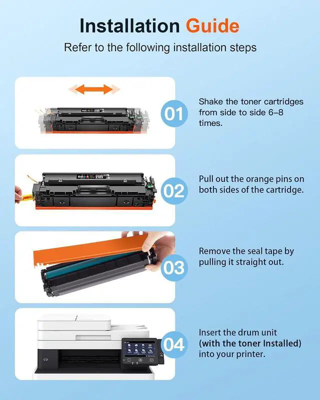 Alt view image 6 of 7 - Compatible HP 218X Toner Cartridges 4 Pack with Chip for HP Color LaserJet pro MFP 3301fdw 3301sdw Compatible for 218X 218 218A Toner for LaserJet pro MFP 3301fdw 3301sdw 3301cdw 3201dw W2180X