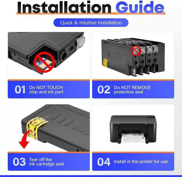 Alt view image 4 of 7 - 936e 936XL Ink Cartridges Combo 4-Pack with Chip High Yield Replacement for HP 936e 936 Ink Works with HP OfficeJet Pro 9125e 9135e 9110b 9128e 9130b 9122e 9120e Wide Format 9730e Printers Black Color