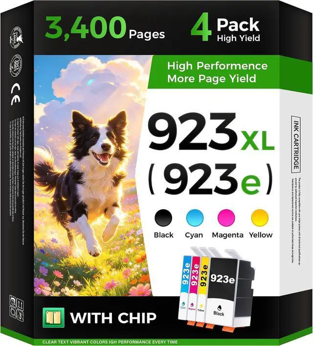 Main image of 923 923e Ink Cartridges with chip 4-Pack High Yield Replacement for HP 923e 923XL 923 Ink Compatible for HP OfficeJet Pro 8135e 8138e 8139e 8122e 8120 8123 8130 8133 Printers Black Cyan Magenta Yellow