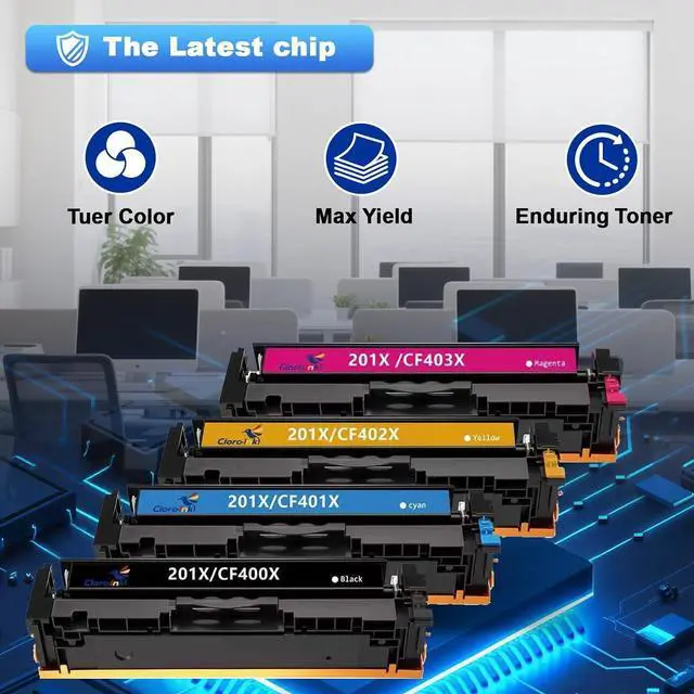 Alt view image 5 of 7 - 201X Toner Cartridges 4 Pack High Yield Replacement for HP 201X 201A CF400X CF401X CF402X CF403X with HP Color LaserJet Pro MFP M277dw M252dw M277n M277c6 Printer (B/C/Y/M Color)