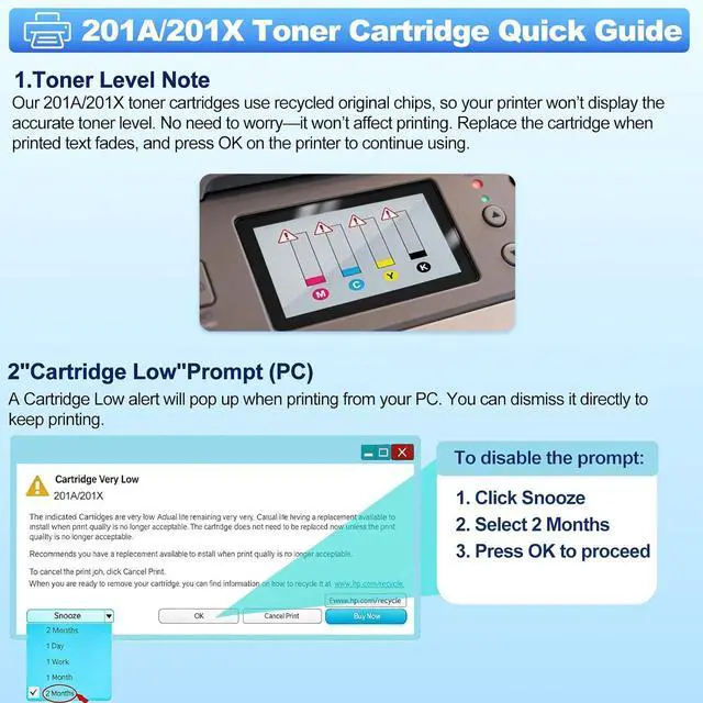 Alt view image 7 of 7 - 201A Toner Cartridges 4 Pack M277dw Replacement for HP 201A 201X CF400A for HP Color LaserJet Pro M274n M252dw m277 M252 M277c6 Printer (B/C/M/Y Color)