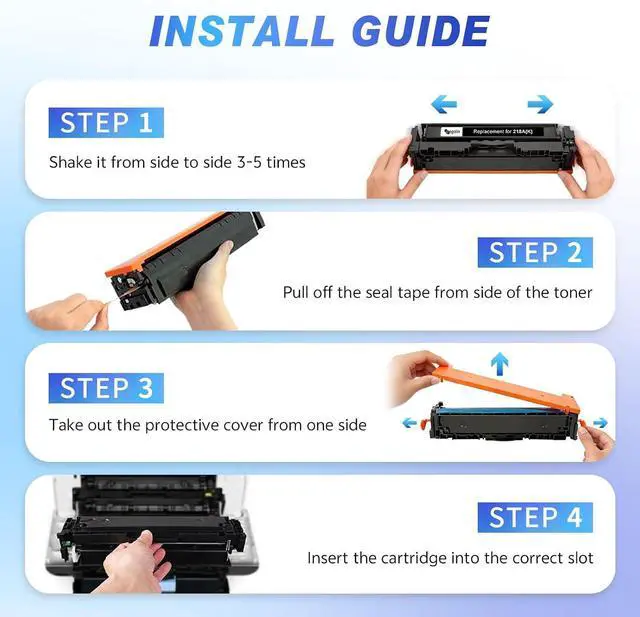 Alt view image 7 of 7 - 218A Toner Cartridges with Chip Compatible for HP 218A 218X 218 W2180A W2180X W2181A W2182A W2183A Replacement, for HP Color Pro MFP 3201dw, MFP 3301cdw 3301fdw 3301sdw, 4 Color Pack