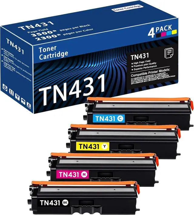 Main image of TN431 4-Color Toner Cartridge Set Replacement for Brother TN431 TN-431 Toner Cartridge Set Work with hl-l8260cdw, hl-l8360cdw, mfc-l8610cdw, mfc-l8900cdw Printers