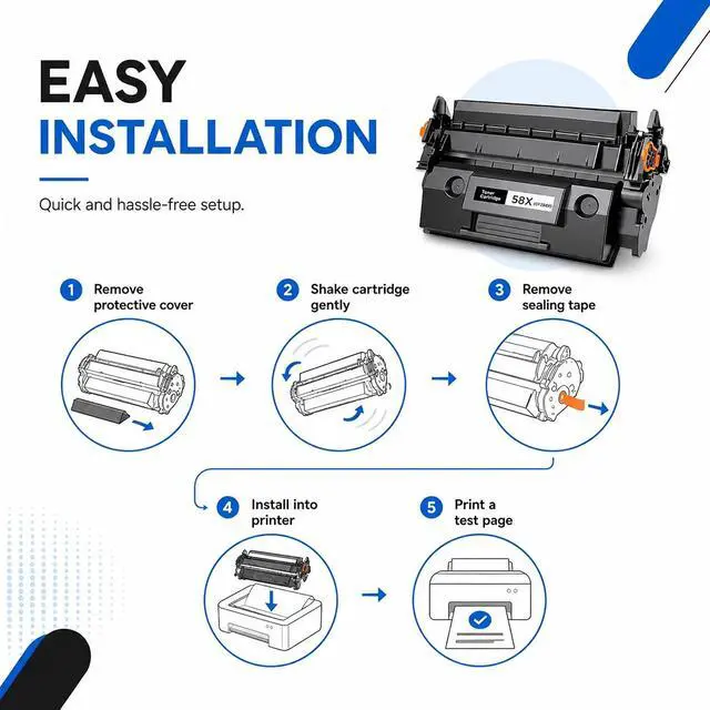 Alt view image 7 of 7 - 58X CF258X Toner Cartridge Black Replacement for HP 58X CF258X 58A CF258A High Yield Black Toner Cartridges Work With Laser Jet Pro M404dw M406dn M404dn M404n MFP M430f M428fdn Printer Toner (2 Black)