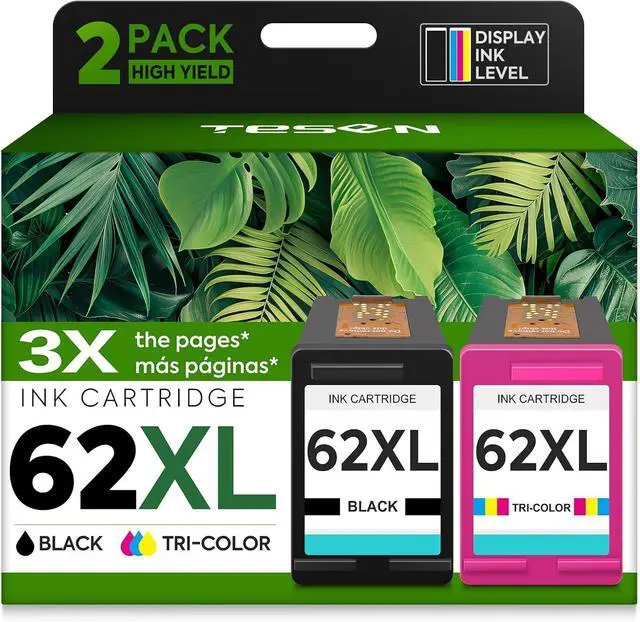 Main image of 62XL Ink Cartridges Black and Color Replacement for HP 62XL Combo Pack