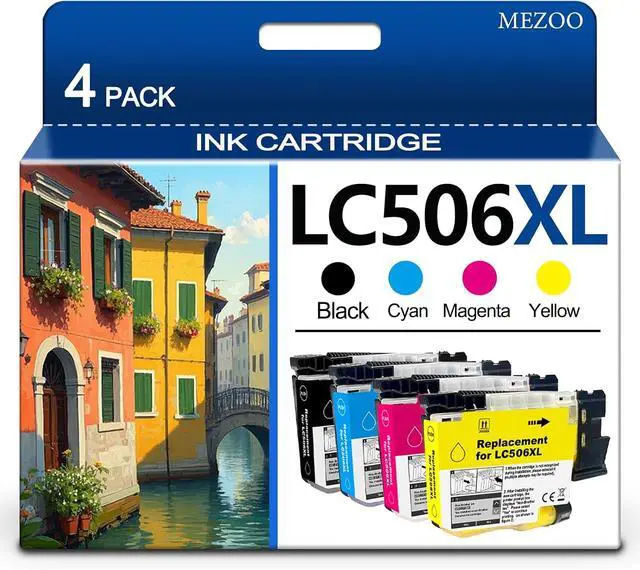 Main image of MEZOO LC506 LC506XL Ink Cartridge High Yield Replacement for Brother INKvestment 4355 4555 4557 MFC-J4355DW MFC-J4555DW MFC-J4557DW Printer Ink (4-Pack,BK/C/M/Y)
