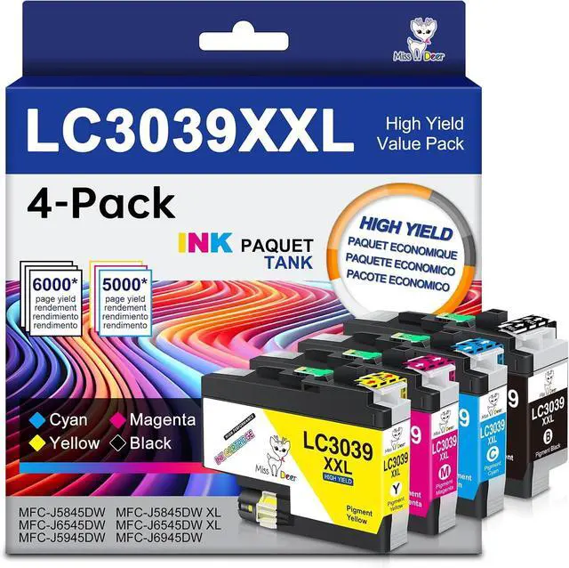 Main image of LC3039 BK/C/M/Y Ink Cartridges Miss Deer Compatible for Brother MFC-J6945DW