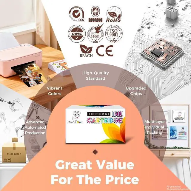 Alt view image 7 of 7 - LC3039 BK/C/M/Y Ink Cartridges Miss Deer Compatible for Brother MFC-J6945DW