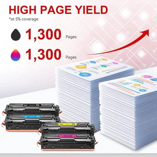 Alt view image 3 of 6 - 075 Toner Cartridge Set Compatible for Canon 075 075H MF663Cdw MF665Cdw