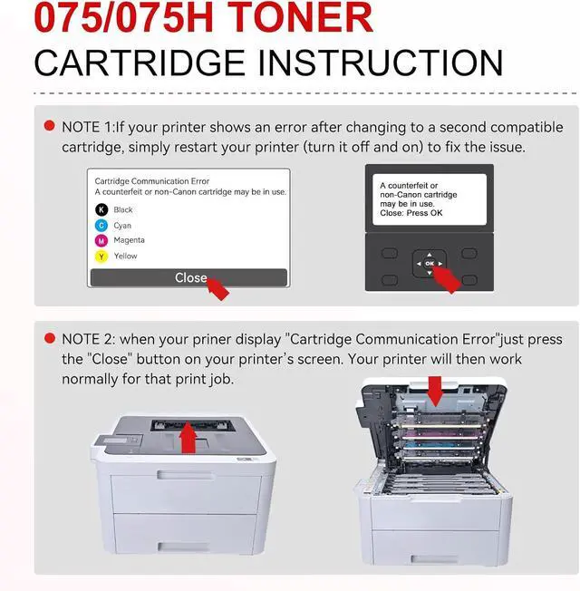 Alt view image 5 of 6 - 075 Toner Cartridge Set Compatible for Canon 075 075H MF663Cdw MF665Cdw