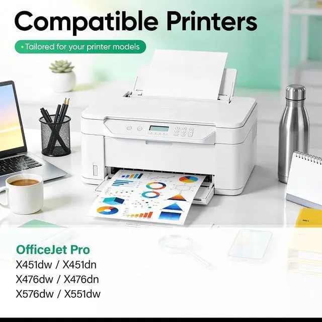 Alt view image 2 of 7 - 970XL 971XL Ink Cartridges High Yield Set 4-Pack Replacement for HP 970 971 970XL 971XL Ink Compatible with HP Officejet Pro X476dw X576dw X451dw X551dw X451dn X476dn Printer Black Cyan Magenta Yellow