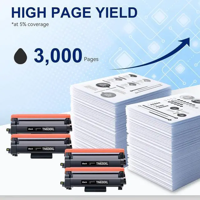 Alt view image 3 of 7 - TEINO Compatible TN830XL Toner for Brother Printer HL-L2460DW DCP-L2640DW