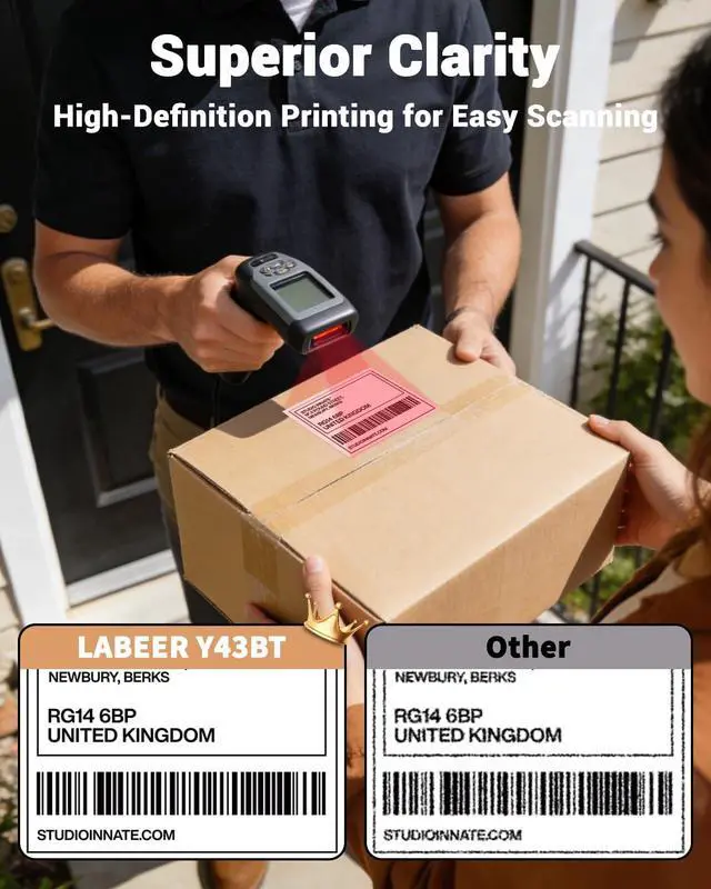 Alt view image 3 of 7 - Labeer Bluetooth Thermal Shipping Label Printer, Wireless 4x6 Label Printer for Small Business, Compatible with iPhone, Android, Windows, Mac & ChromebookWhite