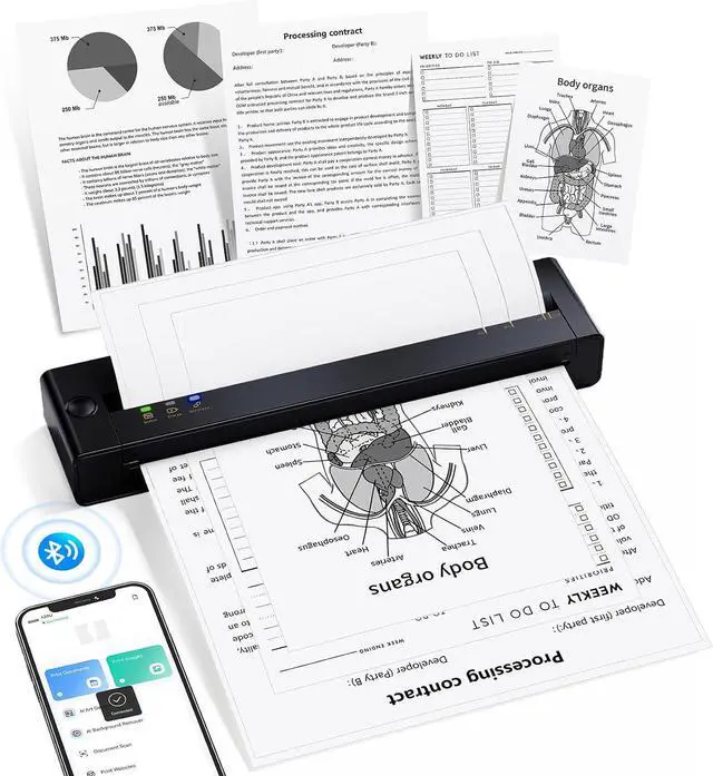 Main image of TATTMUSE Portable Printers Wireless for Travel, Inkless Thermal Printer Compatible with iOS/Android/PC, Bluetooth Small Mobile Printer Support 8.5" X 11" US Letter Thermal Paper