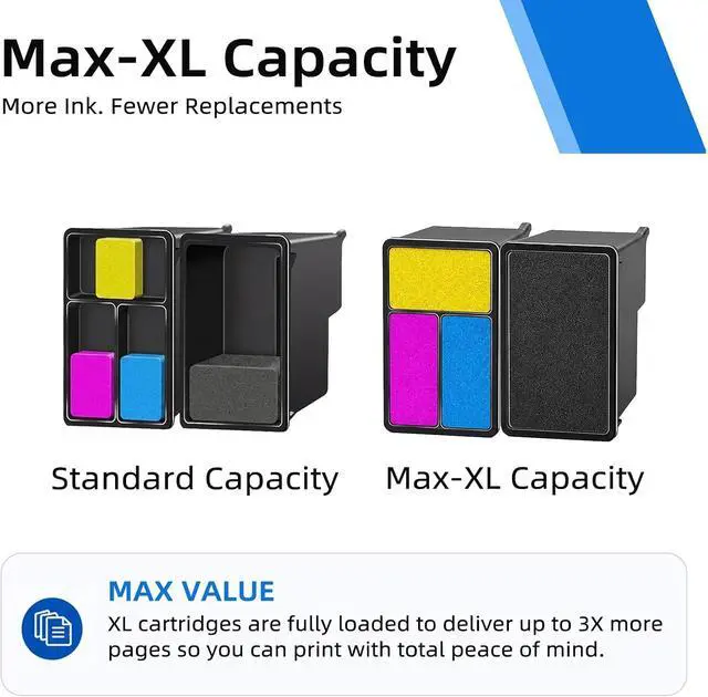 Alt view image 4 of 7 - 67XL Ink Cartridges Black/Color Combo Pack Replacement for HP Ink 67 XL HP67XL Cartridge for 2700 2700e 4100 6400 4155e 2755e 2752e 4100e 6458 6455e 4152 6055e 6052e 4152e 2742e 6400e Printer (2 Pack)