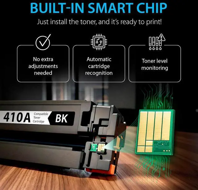Alt view image 4 of 7 - Smart Ink Compatible 410A Toner Cartridge Replacement for HP 410A HP 410X CF410A CF411A CF412A CF413A to use with Color LaserJet Pro MFP M477fnw M452nw M452dn M477fdw M477fdn M452dw ( Black & CMY )