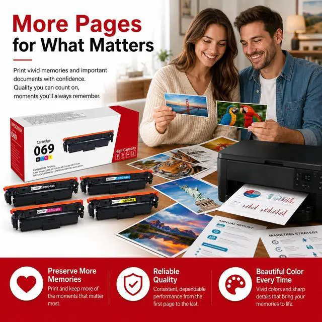 Alt view image 5 of 7 - 069 Toner Cartridge Set Replacement for Canon MF753Cdw MF753Cdw ii