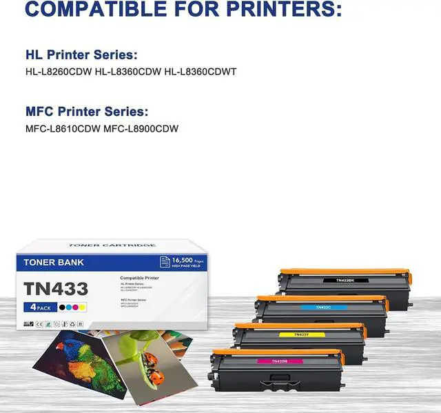 Alt view image 2 of 5 - TN433 Toner Cartridge Set TN-433 MFC-L8900CDW TN 433 TN431 TN-431 TN 431