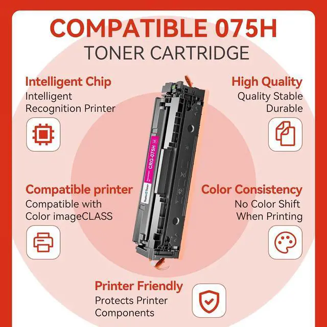 Alt view image 2 of 7 - 075 075H High Yield Toner Cartridge Compatible with Canon MF665Cdw 4 Pack