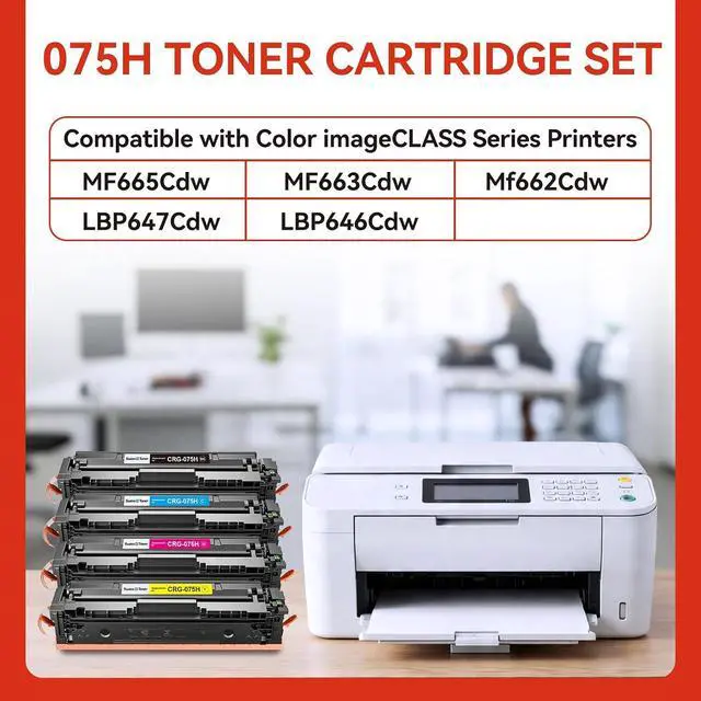Alt view image 3 of 7 - 075 075H High Yield Toner Cartridge Compatible with Canon MF665Cdw 4 Pack