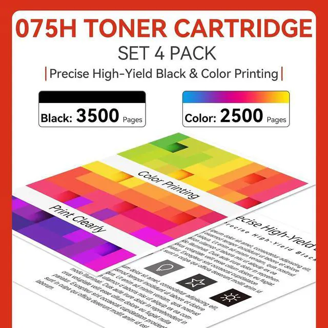 Alt view image 4 of 7 - 075 075H High Yield Toner Cartridge Compatible with Canon MF665Cdw 4 Pack