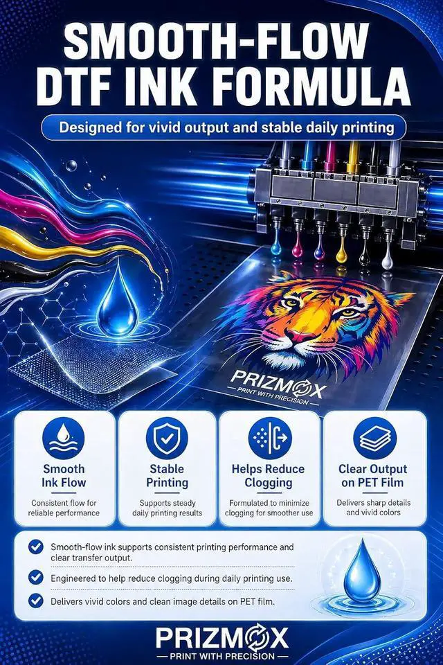 Alt view image 4 of 7 - DTF Ink 1500ML Combo Pack Pigment Ink Use with DTF Film Heat Transfer Printing, Refill for DTF Printer DX5 DX7 5113 XP600 I3200 4720 XP15000(2 White+KCMY, 250ml x 6)