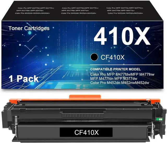 Main image of 410X Toner Cartridge Replacement for HP 410X Toner cartridges 410A CF410X CF411X CF412X CF413X to Use with Color LaserJet Pro M452dn M452dw M452nw; MFP M377dw M477fdn M477fdw M477fnw (BK 1 Pack)