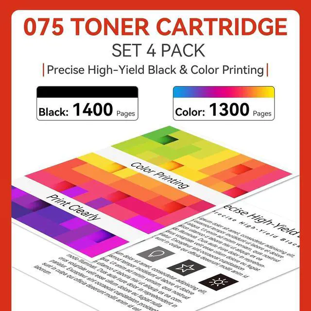 Alt view image 4 of 7 - 075 Toner Cartridge Set Compatible with Canon 075 075H for MF665Cdw 4 Pack