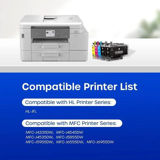 Alt view image 2 of 7 - LC406XL Ink Cartridges for Brother Printer Replacement for LC406 XL, 5 Pack